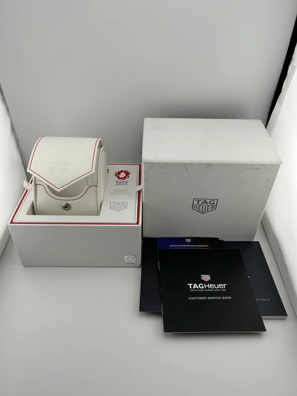 Tag Heuer Carrera Chrono Expo Osaka Silver Dial on White Leather Strap Ref. CBS221C.FC6619 Complete 2025 view 7