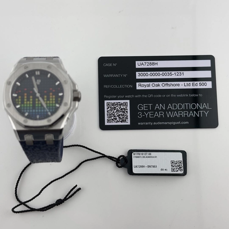 Audemars Piguet Royal Oak Offshore Music Edition Blue Dial on Rubber Ref. 77600TI.OO.A343CA.01 Card 2022 view 6
