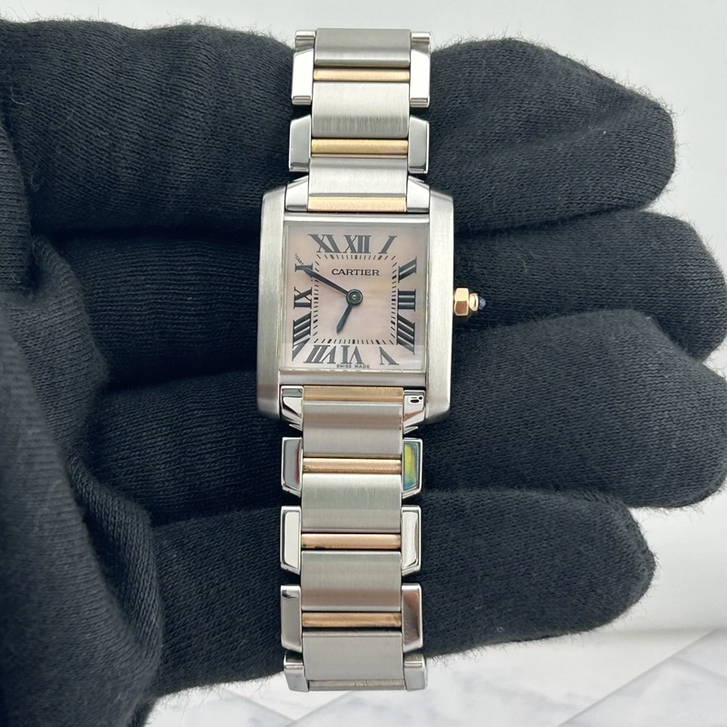 Cartier Tank Francaise Pink Mop / Roman Numerals Dial on 2 Tone Ref. 2384/W51027Q4