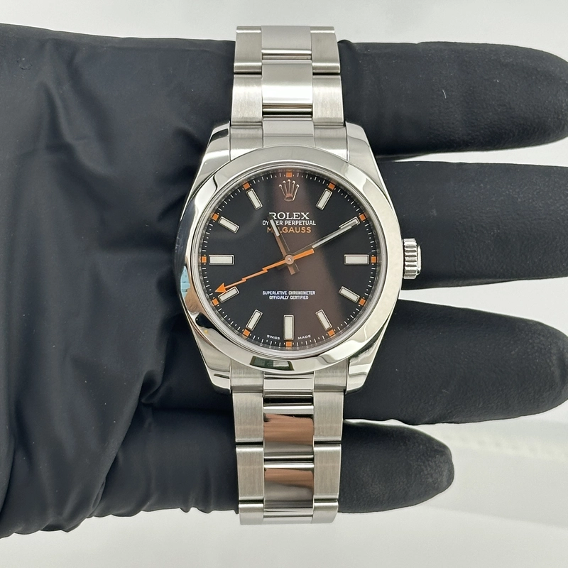 Rolex Milgauss Black Dial on Oyster Bracelet Ref. 116400 Card 2009 view 2