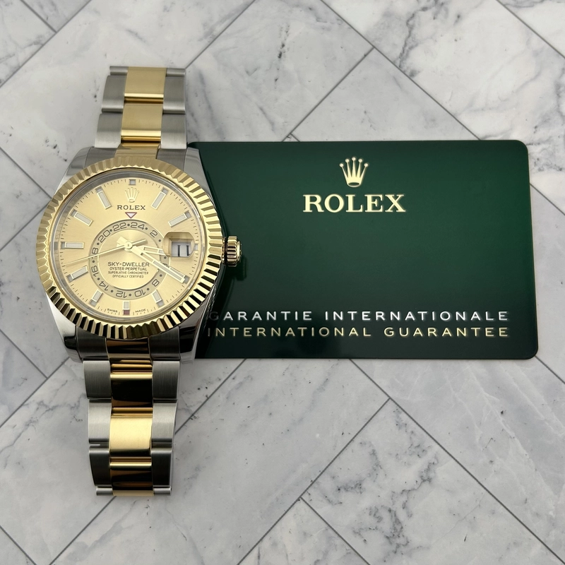 Rolex SkyDweller Champagne Index Dial on Oyster Bracelet Ref. 326933 Card 2022 view 7
