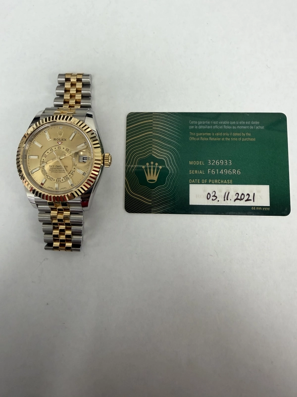 Rolex SkyDweller Champagne Dial on Jubilee Ref. 326933 Card 2021 view 6
