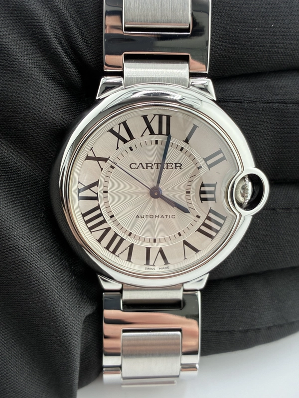 Cartier Ballon Bleu Silver Roman Numerals Dial on Stainless Steel Bracelet Ref. W6920046 Papers 2015 view 2