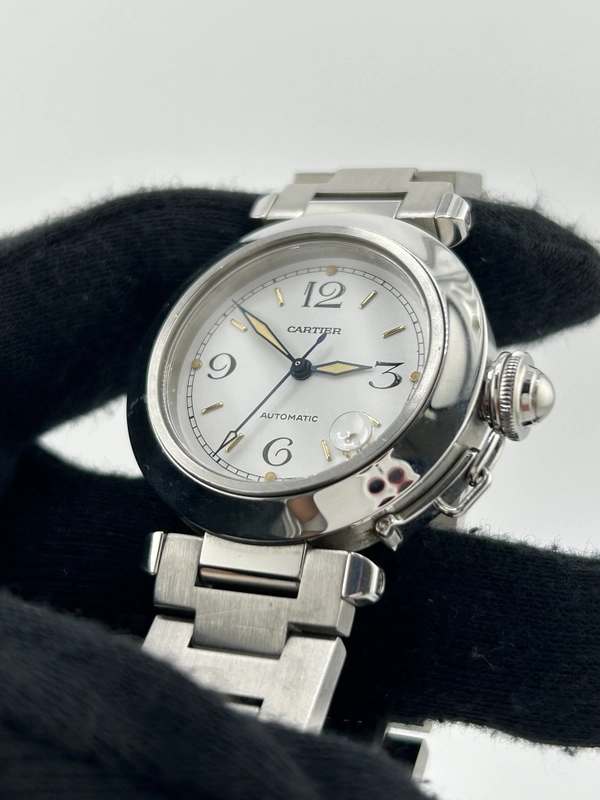 Cartier Pasha C White Dial on Stainless Steel Bracelet Ref. W31015M7 view 2
