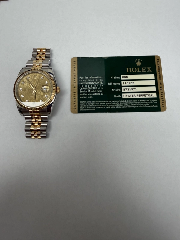 Rolex Datejust Gold Anniversary Diamond Dial Dial on Jubilee Ref. 116233 Card 2013 view 5