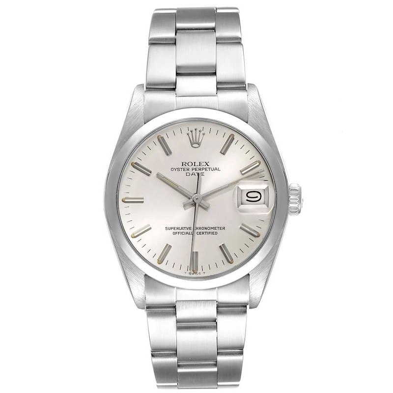 Rolex Oyster Perpetual Date Silver Stick Dial on Oyster Bracelet Ref. 15000 1983