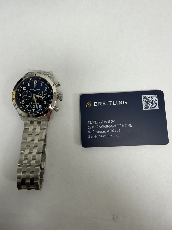 Breitling Super AVI B04 Chronograph GMT Black Dial on Bracelet Ref. AB04453A1B1A1 Card 2026 view 6