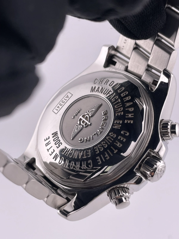 Breitling Superocean Chronograph II Black Dial on Stainless Steel Bracelet Ref. A13341/A110B81PRS Complete 2015 view 4