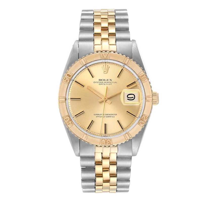 Rolex Datejust Turnograph Champagne Stick / Has Spots Dial on Folded Jubilee Bracelet Ref. 1625 1966