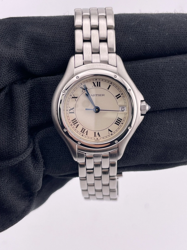 Cartier Cougar Silver Roman Numerals Dial on Stainless Steel Bracelet Ref. W35001F5 view 2