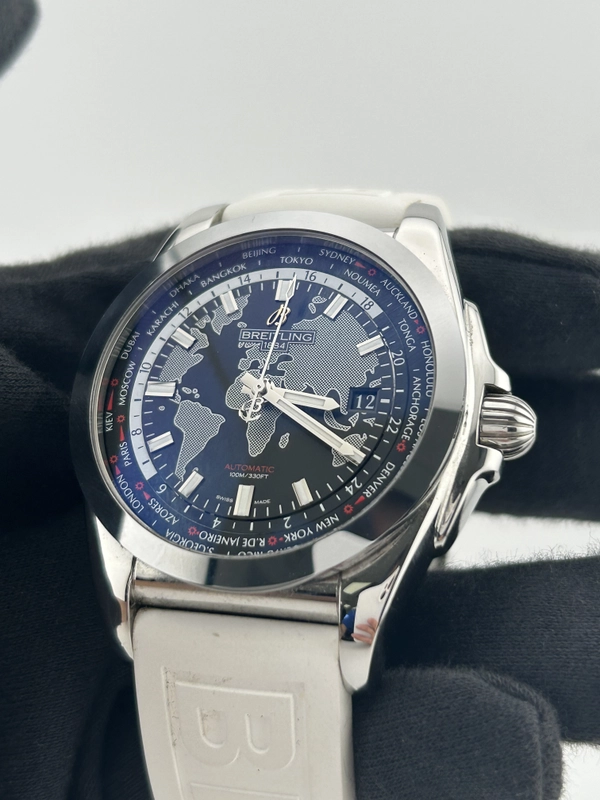 Breitling Galactic Unitime Black Dial on Rubber Strap Ref. WB3510 Complete view 3