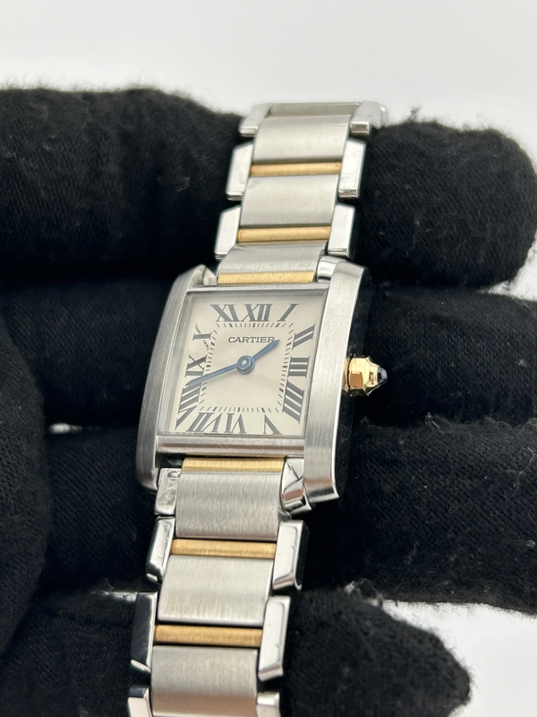 Cartier Tank Francaise Silver Roman Dial on 2 Tone Bracelet Ref. W51007Q4 view 3