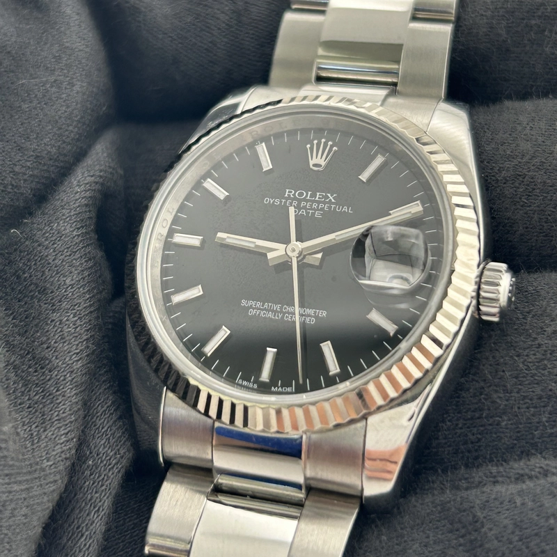 Rolex Oyster Perpetual Date Black Stick Dial on Oyster Ref. 115234 view 2