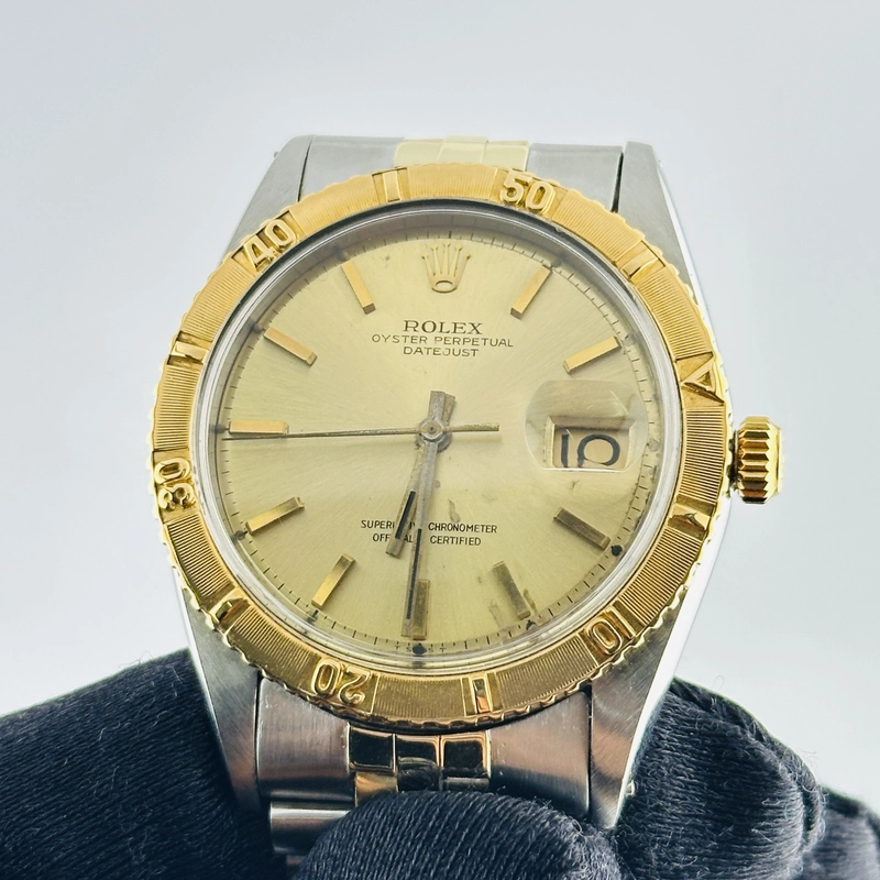 Rolex Datejust Turnograph Champagne Stick / Has Spots Dial on Folded Jubilee Bracelet Ref. 1625 1966 view 4