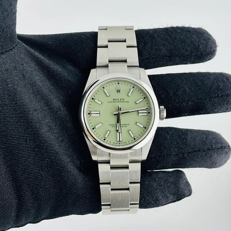 Rolex Oyster Perpetual Pistachio Dial on Oyster Bracelet Ref. 134300 Card 2025 view 2