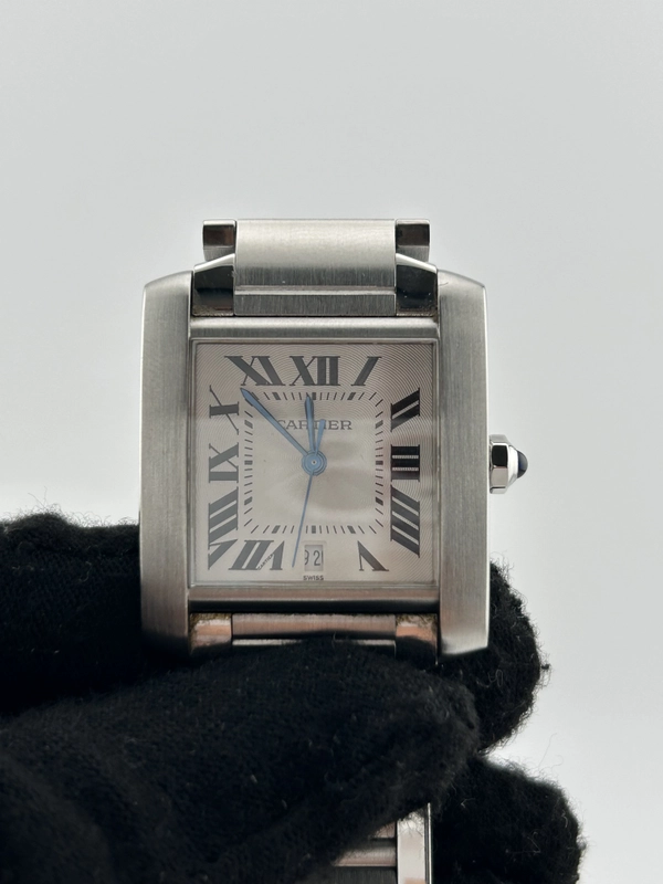 Cartier Tank Francaise Silver Dial on Stainless Steel Bracelet Ref. W51002Q3 view 3