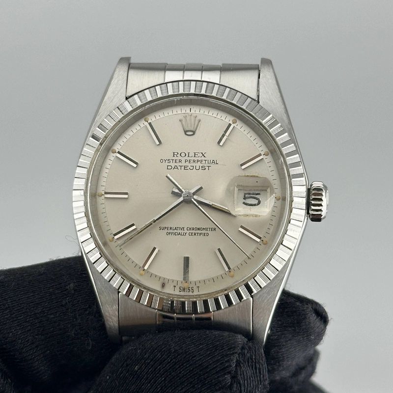 Rolex Datejust Silver Stick Dial on D Link Jubilee Bracelet Ref. 1603 1975 view 2