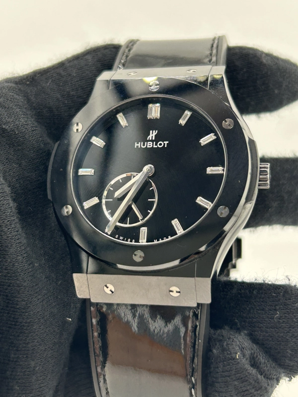 Hublot Classic Fusion Clasico Ultra Thin Black Dial on Black Rubber Band Ref. 515.CS.1270.VR view 3
