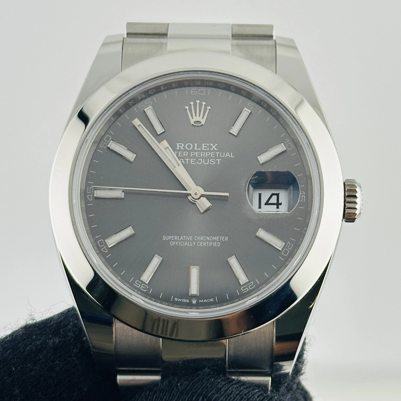 Rolex Datejust Dark Rhodium Dial on Oyster Bracelet Ref. 126300 Card 2026 view 2