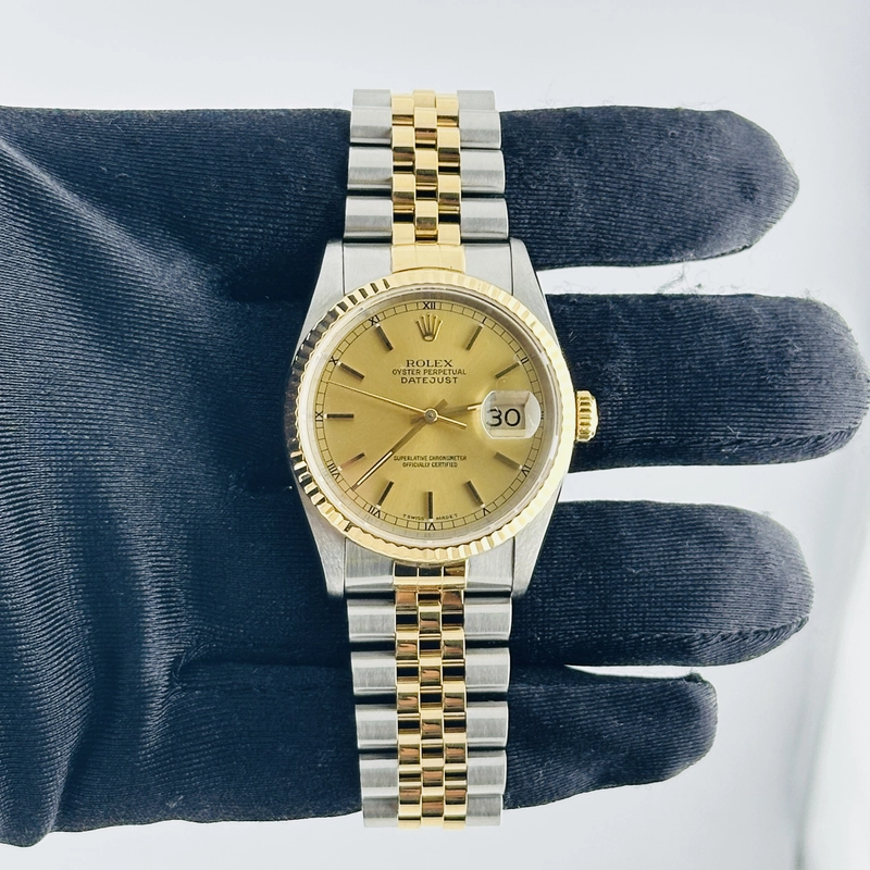 Rolex Datejust Champagne Stick Dial on D Link Jubilee Ref. 16233 Papers 1993 view 2