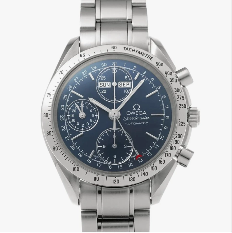 Omega Speedmaster Day Date Blue Dial on Stainless Steel Bracelet Ref. 3521.80