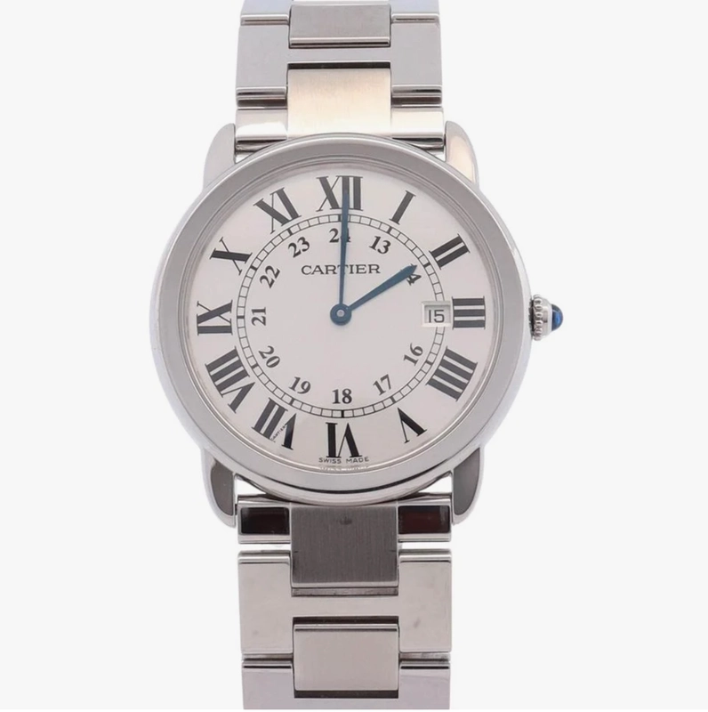Cartier Ronde Solo Silver Roman Numerals Dial on Stainless Steel Bracelet Ref. W6701005
