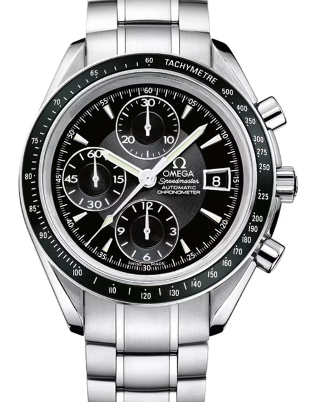 Omega Speedmaster Date Black Dial on Stainless Steel Bracelet Ref. 3210.50.00 Card 2008