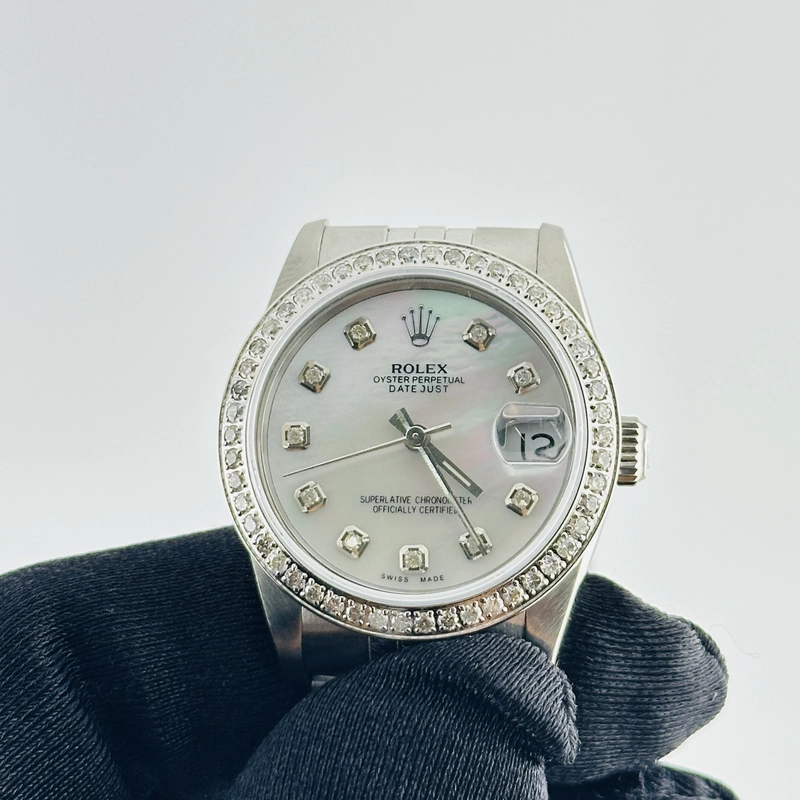 Rolex Datejust Am White Mop Diamond Dial on D Link Jubilee Ref. 68240 1988 view 2