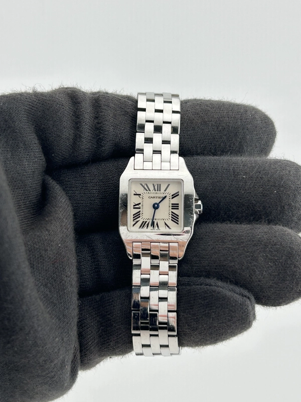 Cartier Santos Demoiselle White Roman Numerals Dial on Stainless Steel Bracelet Ref. W25064Z5 Manuals Only and Box view 2