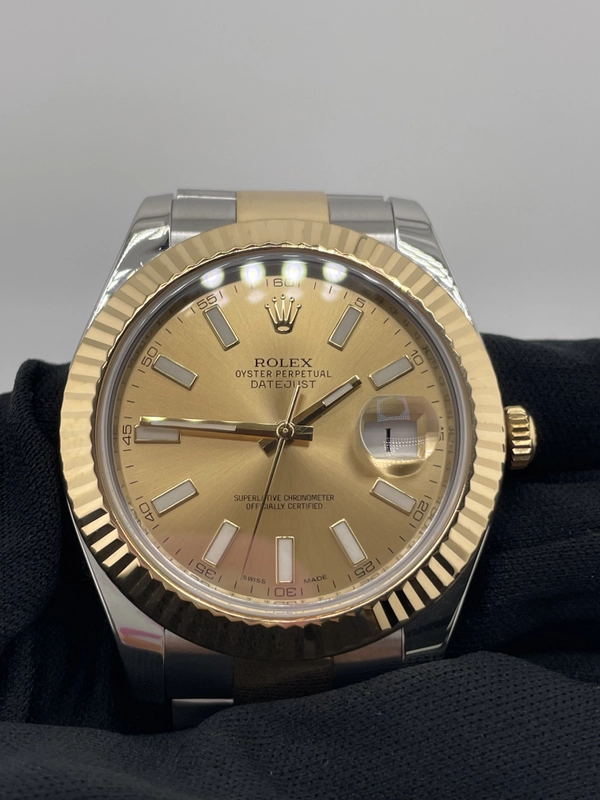 Rolex Datejust II Champagne Stick Dial on Oyster Ref. 116333 Card 2012 view 3