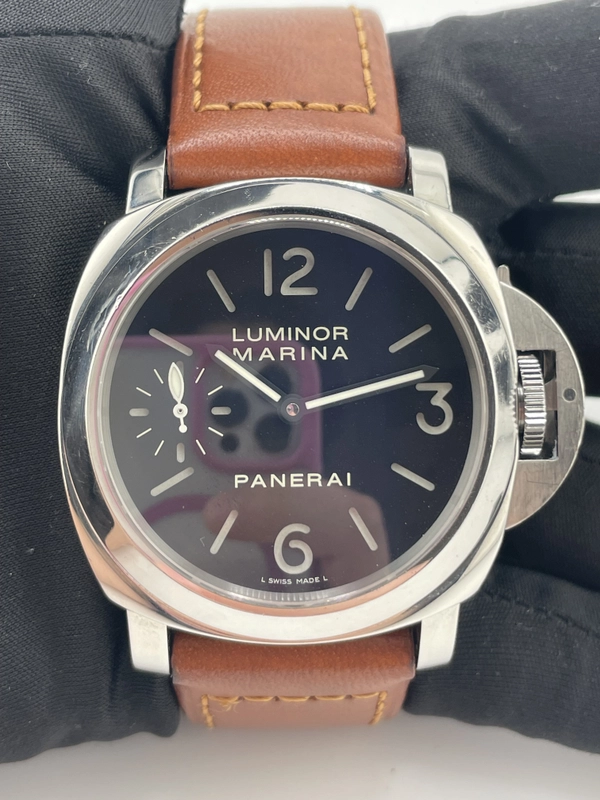 Panerai Luminor Marina Black Dial on Brown Leather Strap Ref. PAM00111 view 2