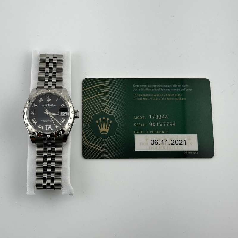 Rolex Datejust Purple Roman Dial on Jubilee Ref. 178344 Card 2021 view 5