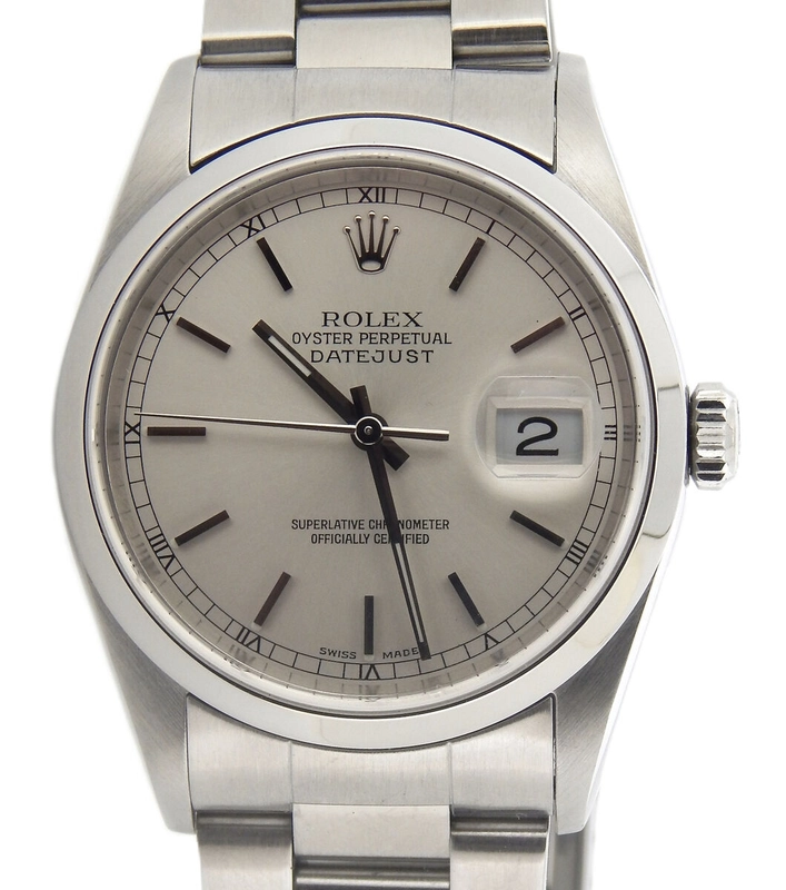 Rolex Datejust 36 Silver Stick Dial on Jubilee Ref. 16200 Papers 2000