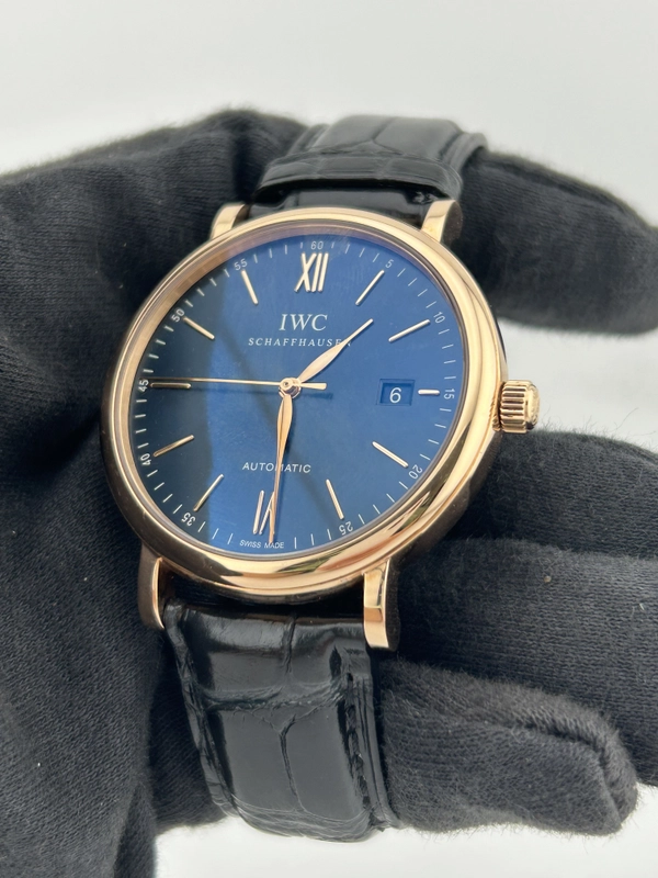 Iwc Portofino Blue Dial on Leather Strap Ref. IW356522 Complete 2021 view 3