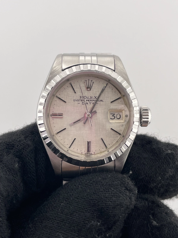 Rolex Oyster Perpetual Date White Dial on Jubilee D Link Bracelet Ref. 6924 1973 view 3