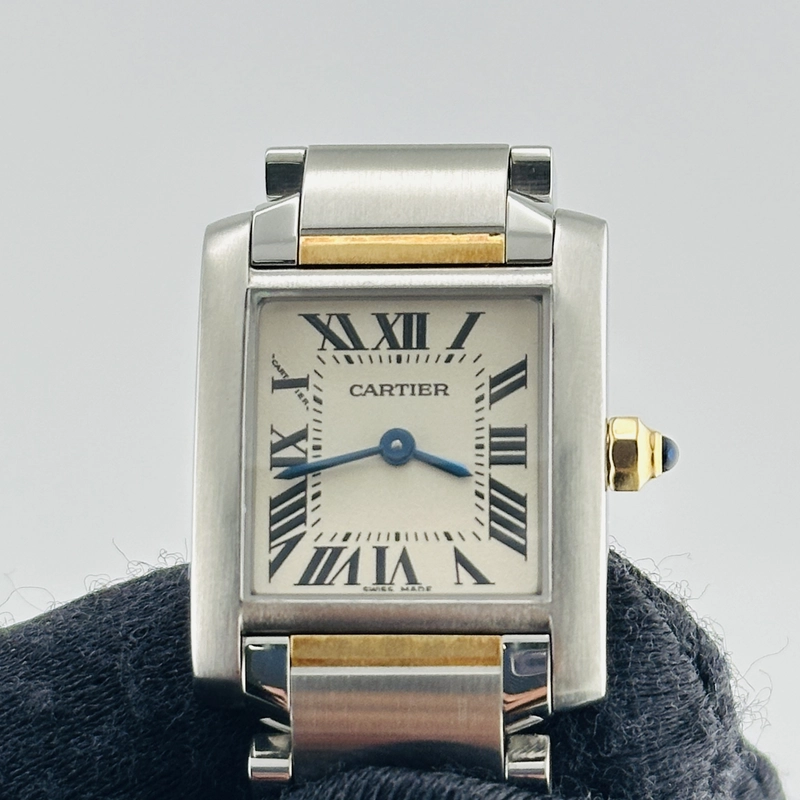 Cartier Tank Francaise White Roman Dial on 2 Tone Bracelet Ref. 2384/W51007Q4 view 3
