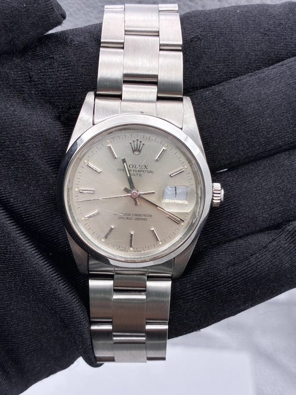 Rolex Oyster Perpetual Date Silver Stick Dial on Oyster Ref. 15000 1988