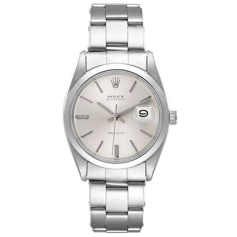 Rolex Oysterdate Precision Silver Stick Dial on Oyster Bracelet Ref. 6694 Papers 1989