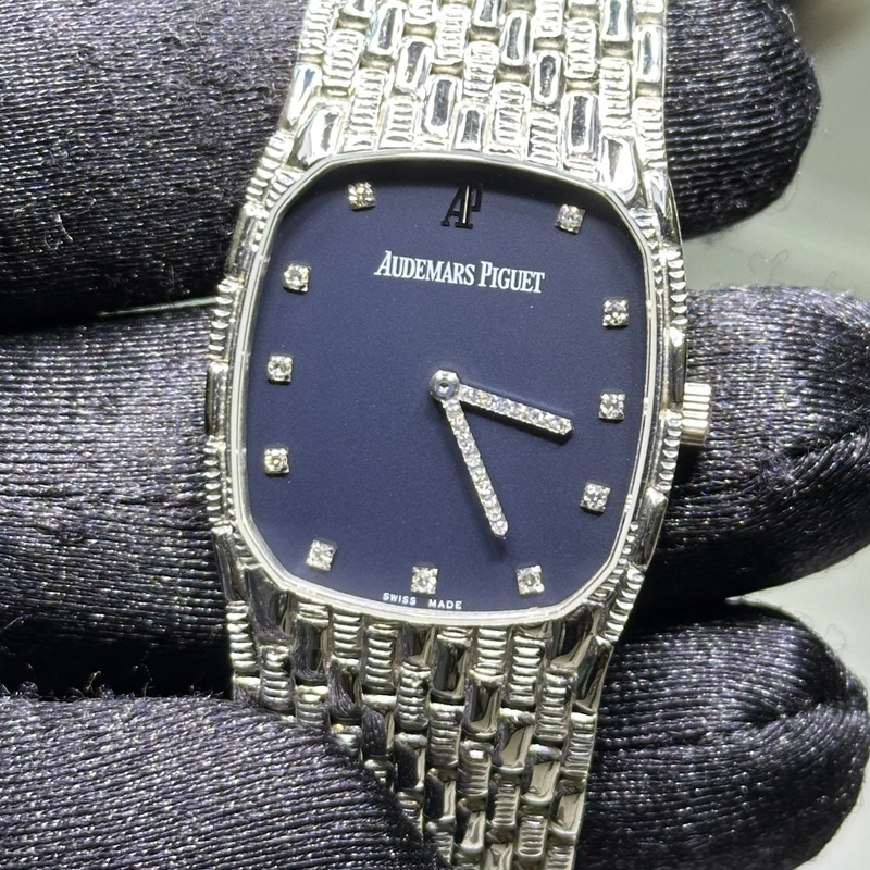 Audemars Piguet Cobra Navy Blue / Factory Diamond Dial on White Gold Mesh Bracelet Ref. N/A view 2