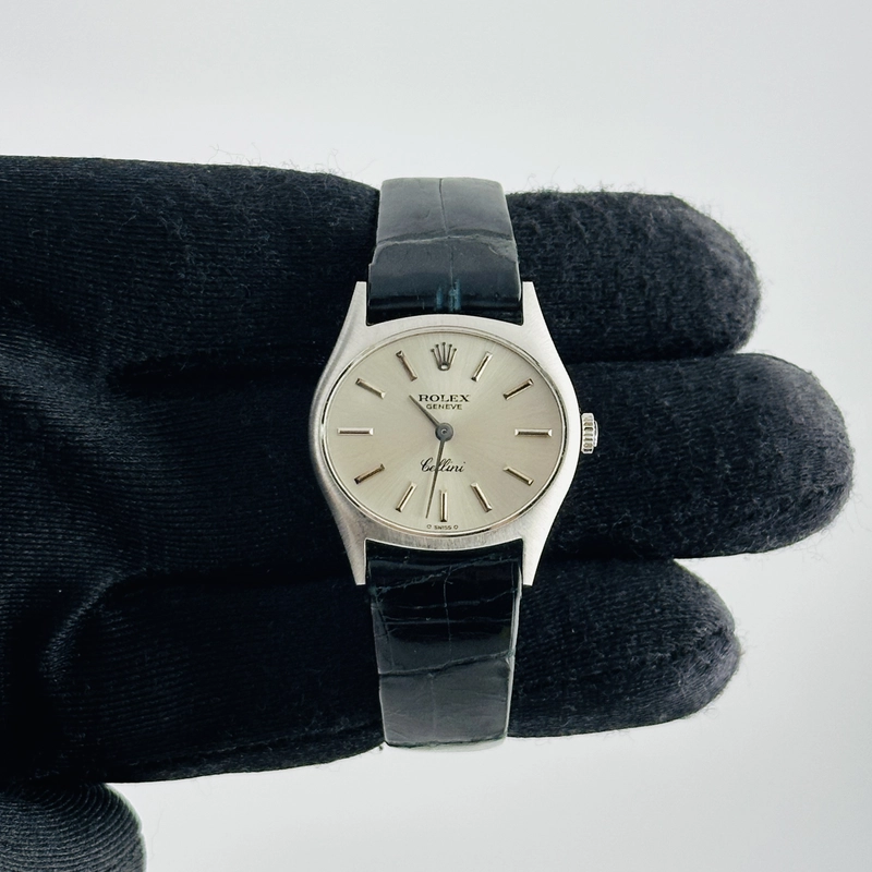 Rolex Cellini Silver Stick Dial on Leather Ref. 3802/9 1972