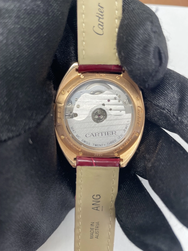 Cartier Cle Silver Dial on Leather Ref. 3950 Card 2017 view 3