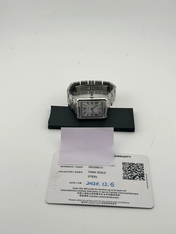 Cartier Tank Solo Silver Roman Dial on Stainless Steel Ref. W5200013 Card 2020 view 7