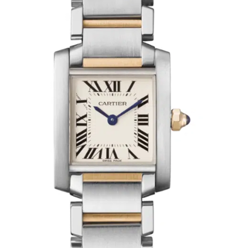 Cartier Tank Francaise Silver Roman Dial on 2 Tone Bracelet Ref. W51007Q4