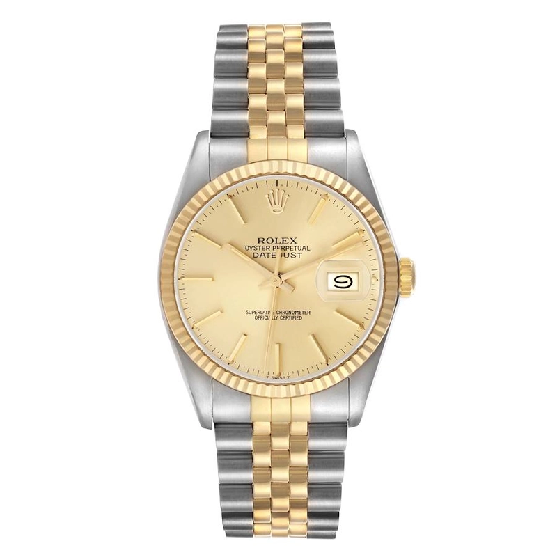 Rolex Datejust Champagne Stick Dial on D Link Jubilee Ref. 16013 1987