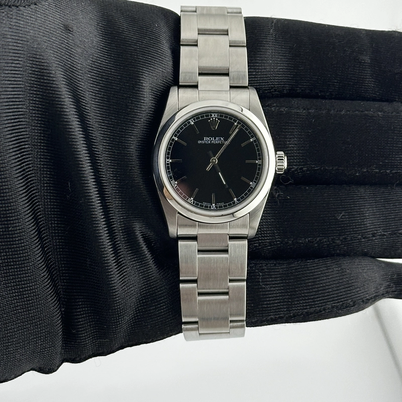 Rolex Oyster Perpetual Black Dial on Oyster Ref. 67480 Papers 1999 view 2