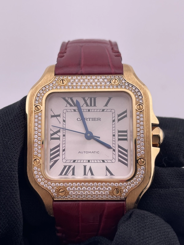 Cartier Santos de Cartier Silver Dial on Leather Strap Ref. WJSA0008 Card 2021 view 2