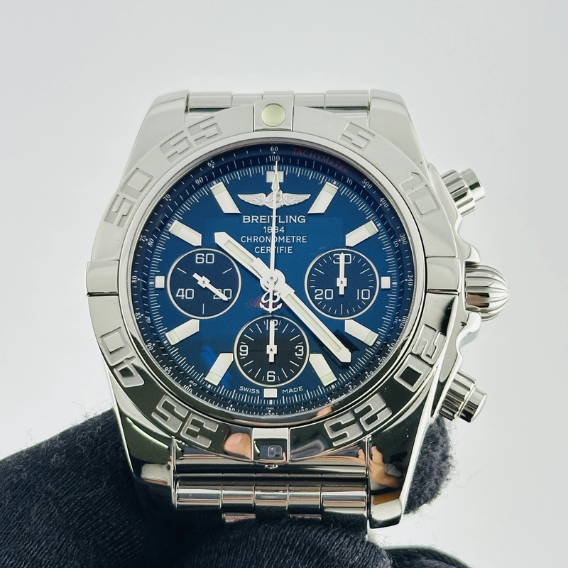 Breitling Chronomat Blue Dial on Stainless Steel Bracelet Ref. AB011012 Papers 2012 view 2