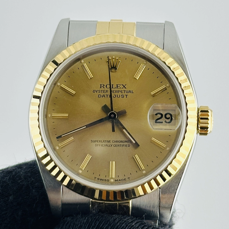 Rolex Datejust Champagne Stick Dial on D Link Jubilee Bracelet Ref. 68273 Papers 1991 view 2