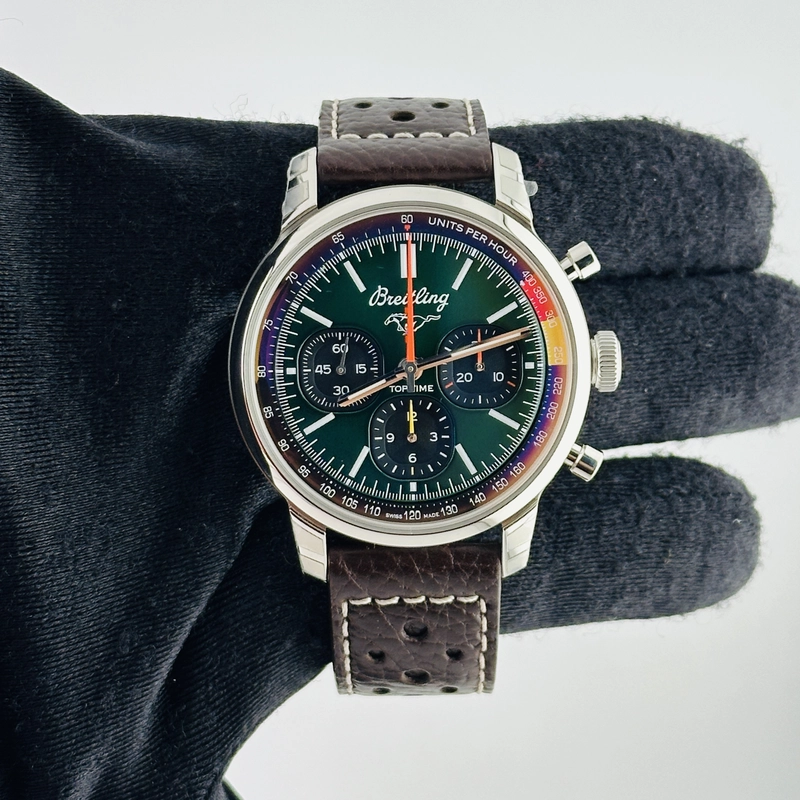 Breitling Top Time Green Dial on Leather Strap Ref. AB01762A1L1X1 Card 2025 view 2