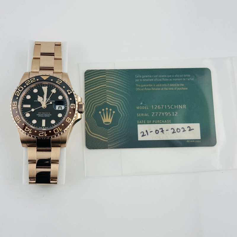 Rolex GMT-Master II "Root Beer" Black Dial on Oyster Ref. 126715CHNR Card 2022 view 5
